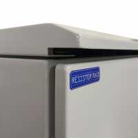 19"-Netzwerkschrank RESISTER Pro mit Regendach - IP66 für Outdoor + Industrie - Vollblechtür - 9 HE - 600x400 mm - lichtgrau