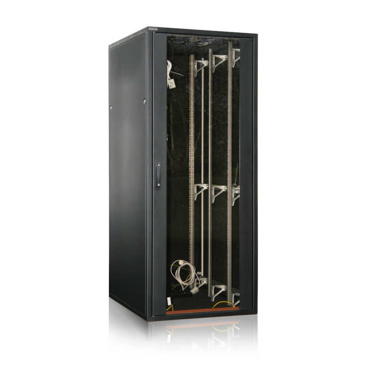 Schallgedämmter Serverschrank SILENCE RACK - 45 HE - 4 SILENT-Lüfter - 800 x 1.200 mm - Sichttür - Vollblechtür - schwarz