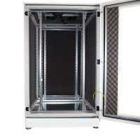 Schallgedämmter Serverschrank SCHÄFER IS-1 silenced - 25 HE - BxT 600x800 mm - Sichttür - Vollblechtür - Sockel - 2 Silent-Ventilatoren - lichtgrau