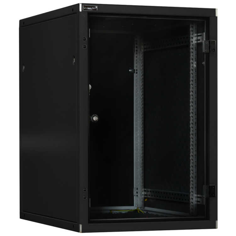 Schallgedämmter Serverschrank SILENCE RACK - 18 HE - 2 SILENT-Lüfter - 800 x 800 mm - Glastür - Rückwand - schwarz