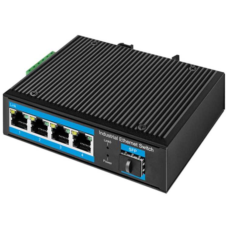 Industrial Switch von LOGILINK - 4 Port + 1 SFP Port - 1 Gbit/s - Aluminium - schwarz