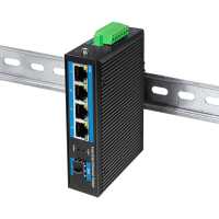 Industrial Switch von LOGILINK - 4 Port + 1 SFP Port - 1 Gbit/s - Aluminium - schwarz