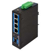 Industrial Switch von LOGILINK - 4 Port + 1 SFP Port - 1 Gbit/s - Aluminium - schwarz