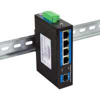 Industrial Switch von LOGILINK - 4 Port + 1 SFP Port - 1 Gbit/s - Aluminium - schwarz