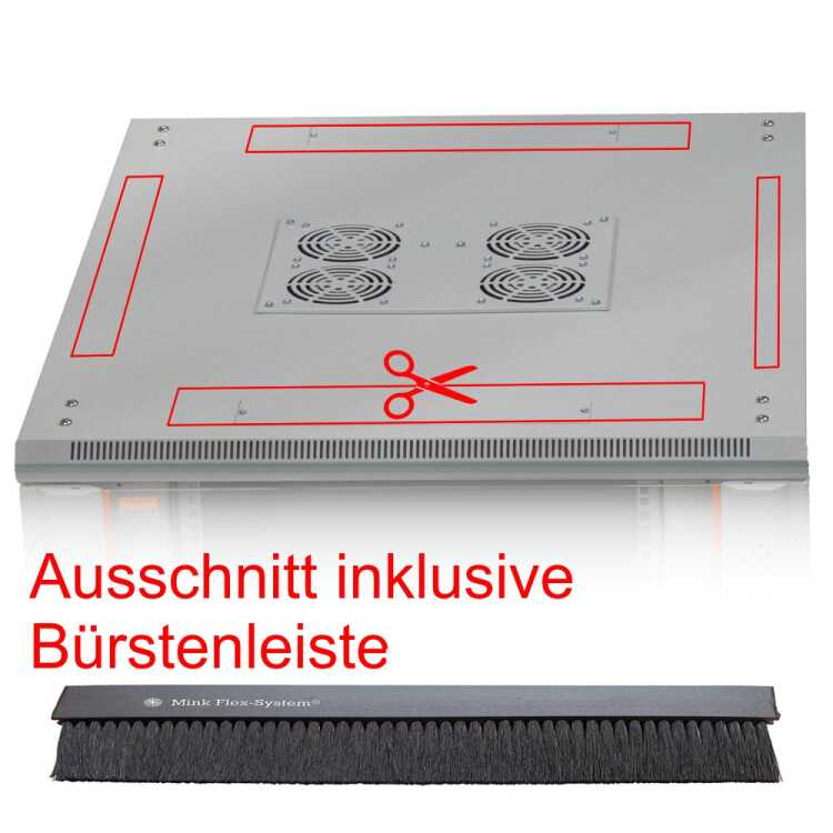 Anfertigung einer Kabelöffnung im Schrankkorpus, Dach, Boden - inklusive Staubschutzbürste/Kantenschutz