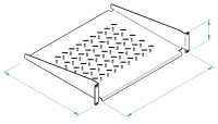 19"-Fachboden - Tiefe 380 mm - Tragkraft 30 kg - Frontmontage - schwarz