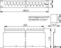 TELEGÄRTNER 19" Modulträger - 1 HE - für 24 Module der Serie AMJ-S/UMJ/AMJ mit Kabelabfang - lichtgrau