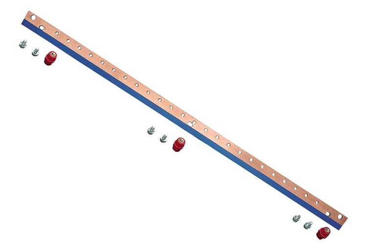 Erdungs- oder Potentialausgleichsschiene - Vollkupfer - mit Halterung - Länge 1.113,5 mm