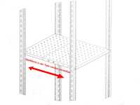 19"-Fachboden - 0,5 HE - Tiefe 350 bis 600 mm - Tragkraft 150 kg - tiefenvariabel - lichtgrau