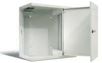 19"-Wandverteiler NT-Box SlimLine - 4 HE - vertikal Einbau - nur 245 mm Gehäusetiefe - 480 mm Innentiefe - Glastür - lichtgrau