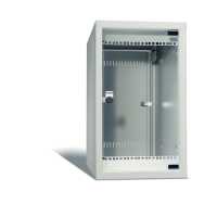 19"-Wandverteiler NT-Box SlimLine - 6 HE - vertikal Einbau - nur 350 mm Gehäusetiefe - 480 mm Innentiefe - Glastür - lichtgrau