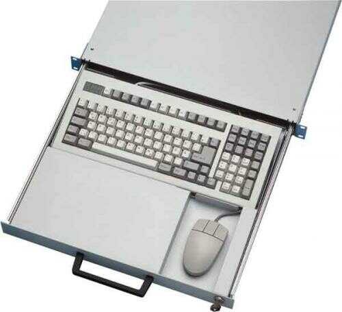 19"-Tastaturschublade - 1 HE - ohne Technik - lichtgrau