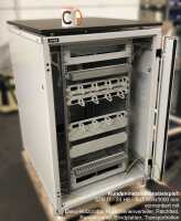Kleiner 19"-Netzwerkschrank SZB IT - 18 HE - 800 x 800mm - Glastür - lichtgrau