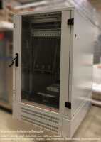 Kleiner 19"-Netzwerkschrank SZB IT - 18 HE - 800 x 800mm - Glastür - lichtgrau