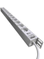 Steckdosenleiste von RITTAL - 12 SCHUKO-Steckdosen - Alumimium-Gehäuse - 2 m Zuleitung ohne Stecker