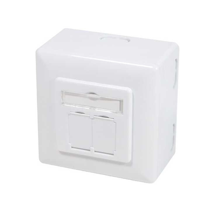 Cat.6A Universal Anschlussdose - UP+AP - 2 Port - signalweiß