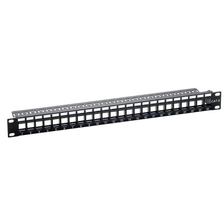 19" Keystone Patchpanel für 24 Keystone Buchsen - ungeschirmt - schwarz