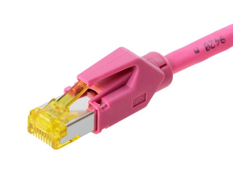 DRAKA Top-Quality Patchkabel - Cat 6A - 0,3 m Länge - 2 x HIROSE TM31 Stecker - magenta