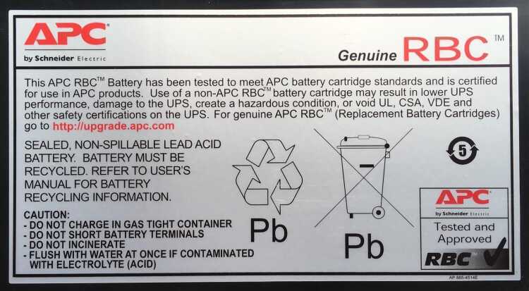 APC APCRBC110 - Plombierte Bleisäure-Batterie/Akku (VRLA) - schwarz - 84 VAh - 2,5 kg - 151 mm