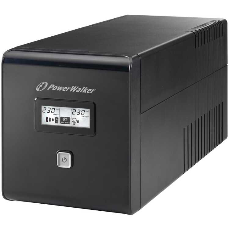 POWERWALKER by BLUEWALKER Line-Interactive USV-Anlage - VI 1000 LCD - 600 W - Eingang 1x CEE 7/7 - Ausgang 2x Schuko + 2x IEC C13 - Tower-Gehäuse
