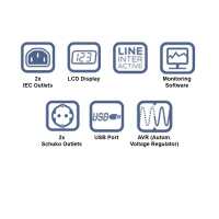 POWERWALKER by BLUEWALKER Line-Interactive USV-Anlage - VI 1500 LCD - 900 W - Eingang 1x C14 - Ausgang: 2 x Schuko, 2x IEC C13