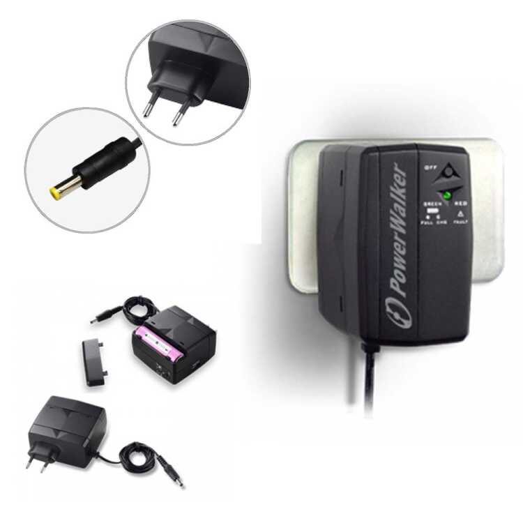 POWERWALKER by BLUEWALKER DC SecureAdapter - Netzadapter + Akku-Ladegerät + Akku - 12 Watt - 1 x Lithium-Ionen 2600 mAh - Kabel 1 m